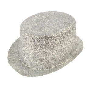 Ruby Slipper Sales Co., LLC (Rubies) Silver Glitter Adult Costume Top Hat - 1 of 4