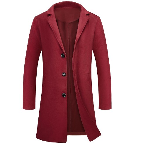 Burgundy trench hot sale coat men