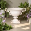Vintage French Country Metal Planter Bowl with Handles ¨C Rustic Shabby Chic Pedestal Flower Pot for Indoor & Outdoor Decor - 2 of 4