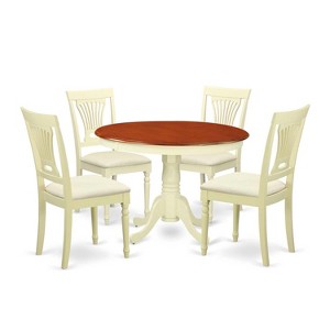 HomeStock 5-Piece Buttermilk and Cherry Finish Solid Wood Top Dining table with 4 Chairs - 1 of 4