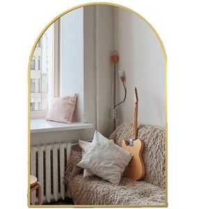 Aoibox Arched Wall Mirror for Bathroom, Vanity Mirror for Bedroom Dresser, Entryway, Living Room with Metal Frame in Gold Finish - 1 of 4