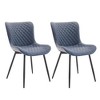 Upholstered Dining Chairs Set of 2, Mid Century Modern Armless Kitchen Chair with Faux Leather & Back & Metal Legs - 3 of 4