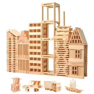 Play Build Wooden Building Blocks Set - 200-Piece Plank Block Construction Toys - 1 of 4