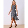 Allegra K Women's Wrap Ruffle High Low Hem Round Neck Keyhole Back Sleeveless Floral Dress - 3 of 4