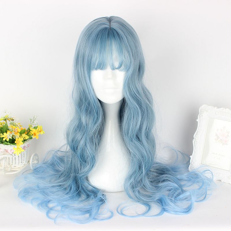 Unique Bargains Curly Women's Wigs 26" Blue with Wig Cap, 2 of 7