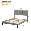 Upholstered Full Size Platform Bed Frame (Gray Velvet Headboard) – Modern Metal Frame, Wood Slats Support, Noise-Free, No Box Spring Required - 4 of 4