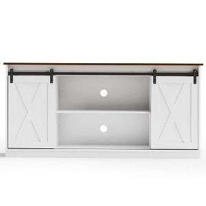 JIONJOY TV Stand for 65" TV - Modern Entertainment Center with Sliding Barn Doors, Storage Cabinets & Open Shelves, Living Room Console Table - 1 of 4