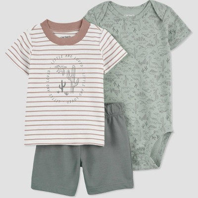 Image of Carter's Just One You® Baby Boys' Dino Top & Bottom Set - Green 3M