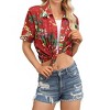 Nlife Women's Hawaiian Tropical Beach Blouses Floral Print Button Up Tee Shirts Summer Casual Tops - 3 of 4