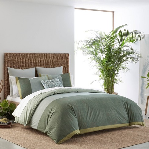 Izi Chambray Color Block Green Comforter Set Target