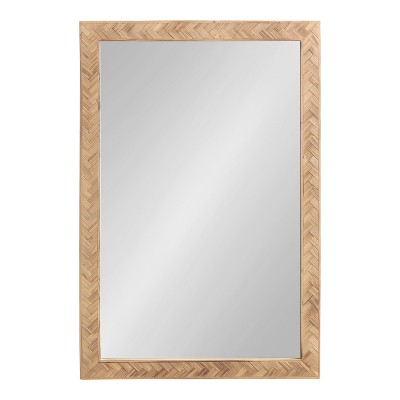 Braywood 24"x36" Rustic Brown Chevron Wood Rectangular Mirror