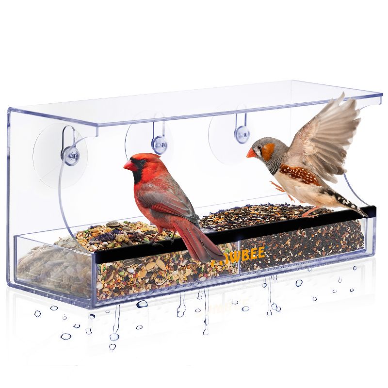 PAWBEE Window Bird Feeder - Clear Window Bird Feeders with Strong Suction Cups - Suction Cup Bird Feeder Window with Drain Holes for Rain, 3 of 10