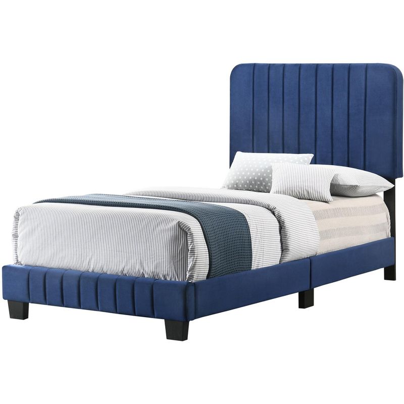 Passion Furniture Lodi Velvet UpholsteChannel Tufted Twin Panel Bed, 1 of 6