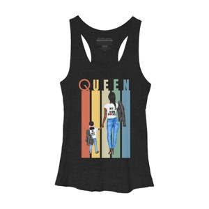 Women's Design By Humans Mother's Day Black Mom Queen Retro Stripes By duron4 Racerback Tank Top - 1 of 2