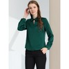 INSPIRE CHIC Women's Satin Long Sleeve Keyhole Collared Blouse - 2 of 4