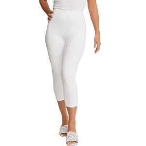 Jessica London Women's Plus Size Everyday Stretch Cotton Capri Legging - 1 of 4