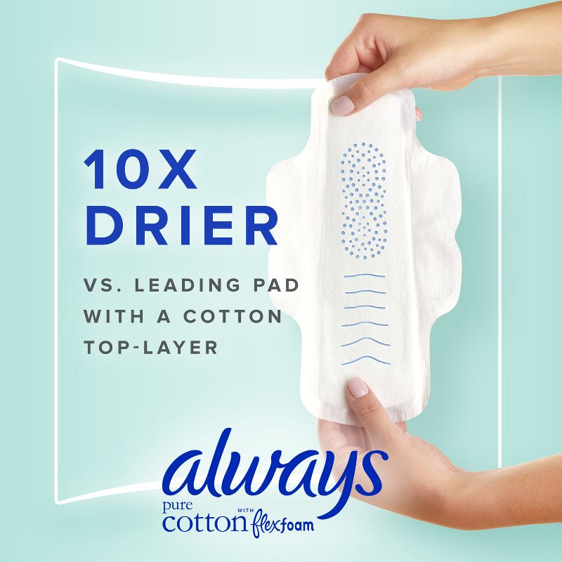 Always Pure Cotton Extra Heavy Flow Maxi Pads - Size 3 - 22ct, 4 of 10