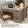 Executive Desk with Ample File Drawer, Large Home Writing Desk, Grey - 3 of 4