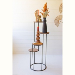 Round Tiered Display Wood and Metal –43 Inch Corner Shelf by Kalalou - 1 of 3