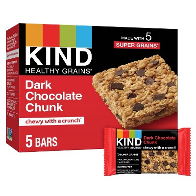KIND Healthy Grains Dark Chocolate Chunk, Gluten Free Granola Bars - 5ct