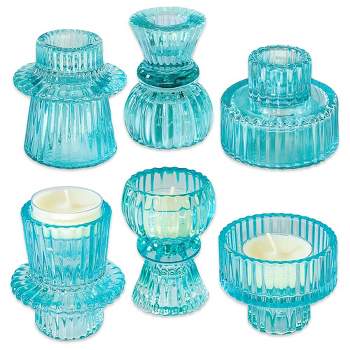 Kate Aspen Dual Sided Ribbed Candlestick/Tealight Holders- Set of 6