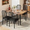 Dining Table Set for 4, Kitchen Table and Chairs with Chamfer Design, 5 Piece Dining Room Set with Cushion Seats for Small Spaces - 3 of 4