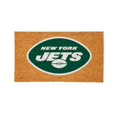 EvergreenNFLNew York Jets Logo Natural Coir 28 x 16 Inches Indoor Outdoor Doormat