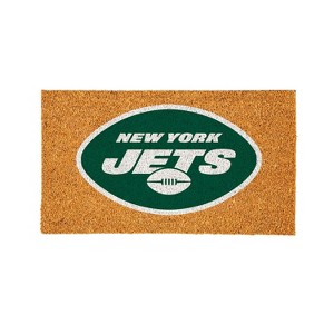 EvergreenNFLNew York Jets Logo Natural Coir 28 x 16 Inches Indoor Outdoor Doormat - 1 of 4