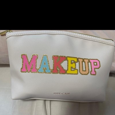 Ruby+Cash Glitter Lips Makeup Bag Cosmetic Pouch with Wristlet, Pink 
