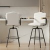 VECELO Bar Stools with Backs & Arms Set of 2, Counter Height Barstools Set with Tufted Upholstery & Footrest Ring, White/Brown - 2 of 4