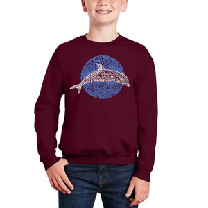 LA Pop Art Species Of Dolphin - Boy's Word Art Crewneck Sweatshirt - 1 of 3