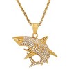 Steeltime Men's stainless steel and simulated diamonds shark pendant. Color Options: Silver, Gold - 2 of 4