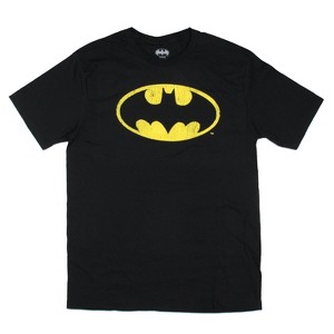 Seven Times Six DC Comics Batman T-Shirt Men's Big and Tall Bat logo Crackled Tee Black - 1 of 3