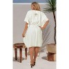 LA LEELA Women's House Daily Routine Evening Wear Loungewear Solid Casual Relaxed Caftan Knee Length Cover Up Dresses for Women 2X-3X White, Solid - 4 of 4
