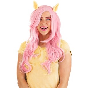 HalloweenCostumes.com One Size Fits Most Women Women's My Little Pony Pink Fluttershy Wig, Pink/Yellow - 1 of 4