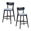 Set of 2 Black Upholstered Bar Stools with Backrest & Footrest, Wooden Frame for Kitchen, Pub, Living Room. - 2 of 4