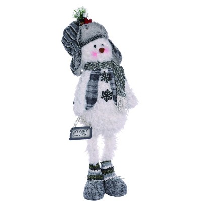 Transpac Fabric 26 in. White Christmas Plush Fuzzy Snowman