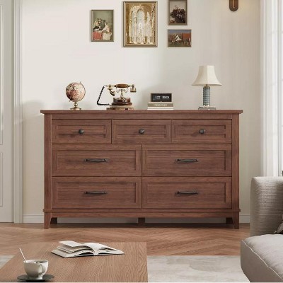 Nasitip 7 Drawer Dresser for Bedroom, 54" Wide Drawer Dresser with Storage, Wooden Closet Storage Chest for Living Room,Bedroom