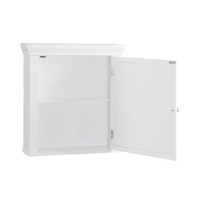Crown Molded Top White Engineered Wood Medicine Cabinet