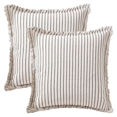 REGALWOVEN Striped Boho Throw Pillow Cover with Tassels Fringe for Home Decoration 2 Pcs