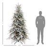7ft Artificial Prelit Christmas Tree with Warm White LED Light and Snow Flocked Branches, Metal Base - 3 of 4