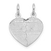 Black Bow Jewelry 14k White Gold Best Friend Heart Set of 2 Charm or Pendants, 17mm - 3 of 4