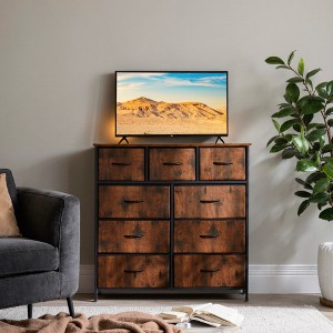 FONTOI Dressers 9 Drawer Fabric Tall Dresser Tower Closet Storage Clothes Chest of Drawers for Bedroom Nursery, Brown, 11.8"*39.37"*39.37" - 1 of 4