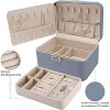 Two-Layer Jewelry Organizer Box with Large Mirror, Lock, and Hidden Hooks, Bluish Grey. - 4 of 4