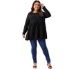 Agnes Orinda Women's Plus Size Casual Knit Babydoll Long Sleeve Peplum Blouse - 3 of 4