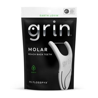 Grin Molar Dental Floss Picks - Minty - 75ct