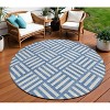 Blue And Ivory Geometric Washable Indoor Outdoor Area Rug - 2 of 4