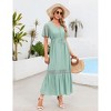 Coolmee Women's Short Sleeve Maxi Dress V Neck High Waist Lace Dress Casual Flowy A Line Beach Dress - 4 of 4