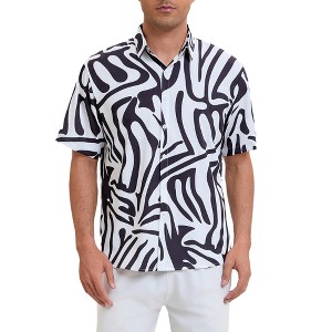 Lars Amadeus Men's Animal Print Short Sleeves Button Down Casual Summer Printed Shirts - 1 of 4