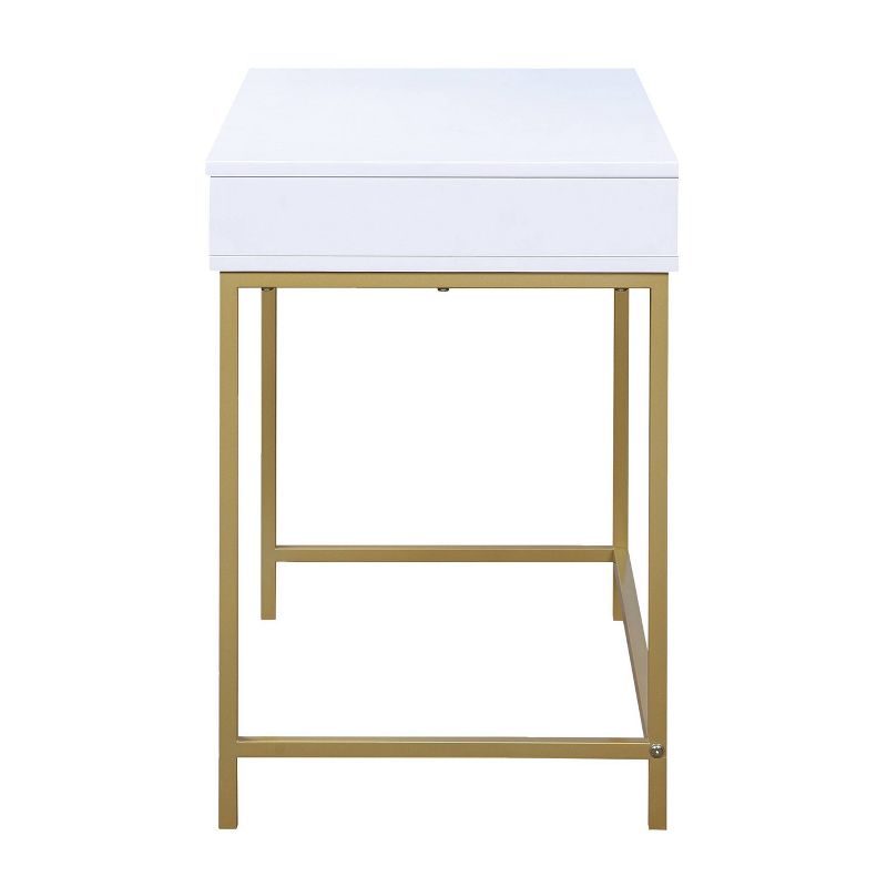 Modern Life Desk with Gold Metal Legs White Finish - OSP Home Furnishings, 4 of 10